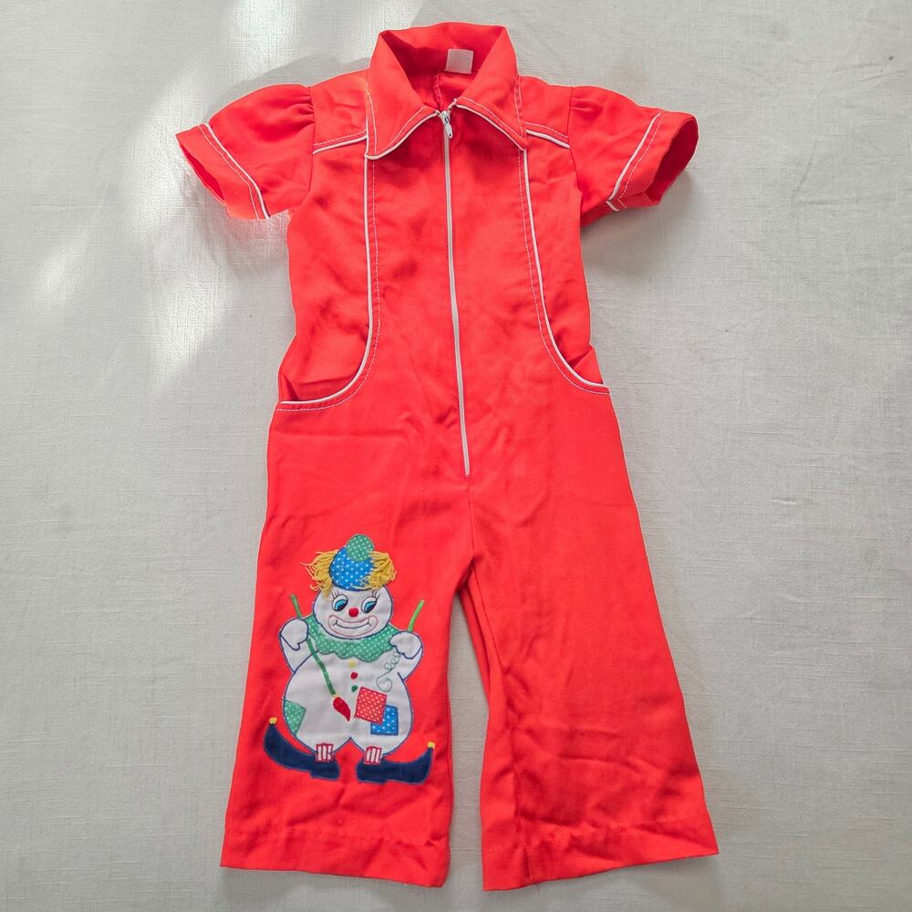 Vintage Clown Red Pantsuit 18-24 months